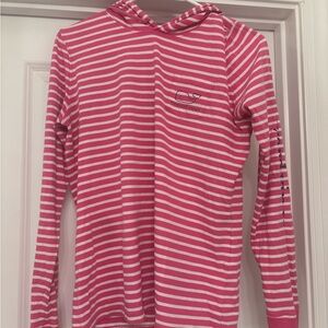 Pink and White Striped Hoodie